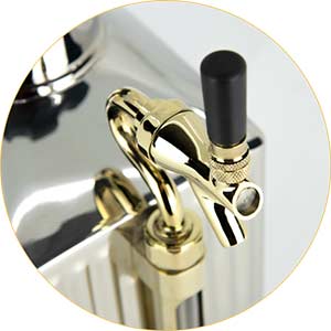 spring loaded brass tap that keeps the pressure in and your beer carbonated without any leaks.
