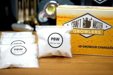 Single packet of PBW for cleaning your growler.
