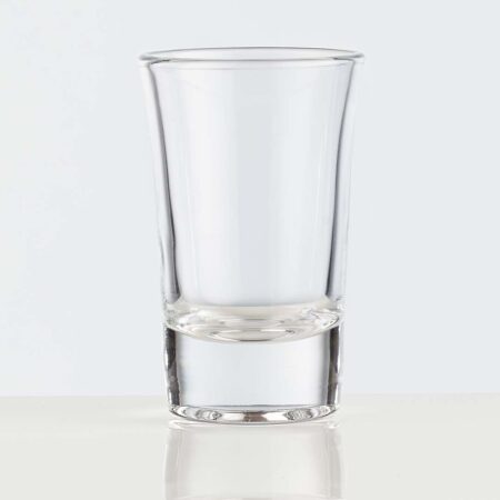 1 ounce flared shooter shot glass side view and empty