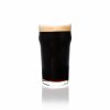 british style 19oz pint glass with a stout beer in it