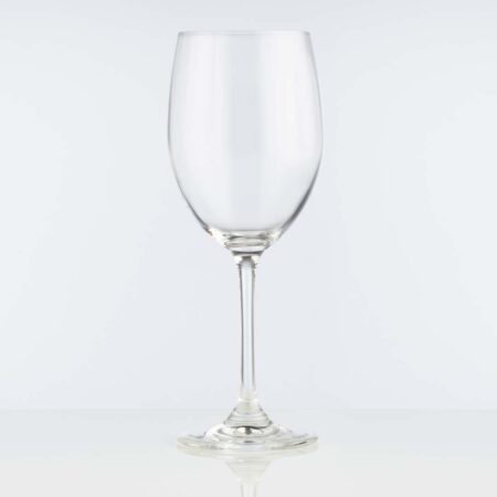 19oz lead free crystal wine glass on a white background.