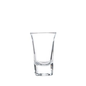 1 ounce flared shot glass side view and empty