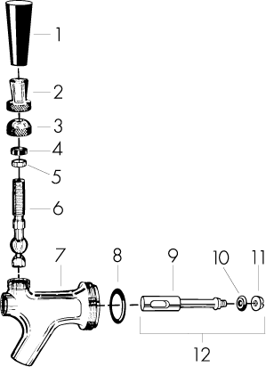 Excploded view diagram of a Craft Master Growlers tap handle.