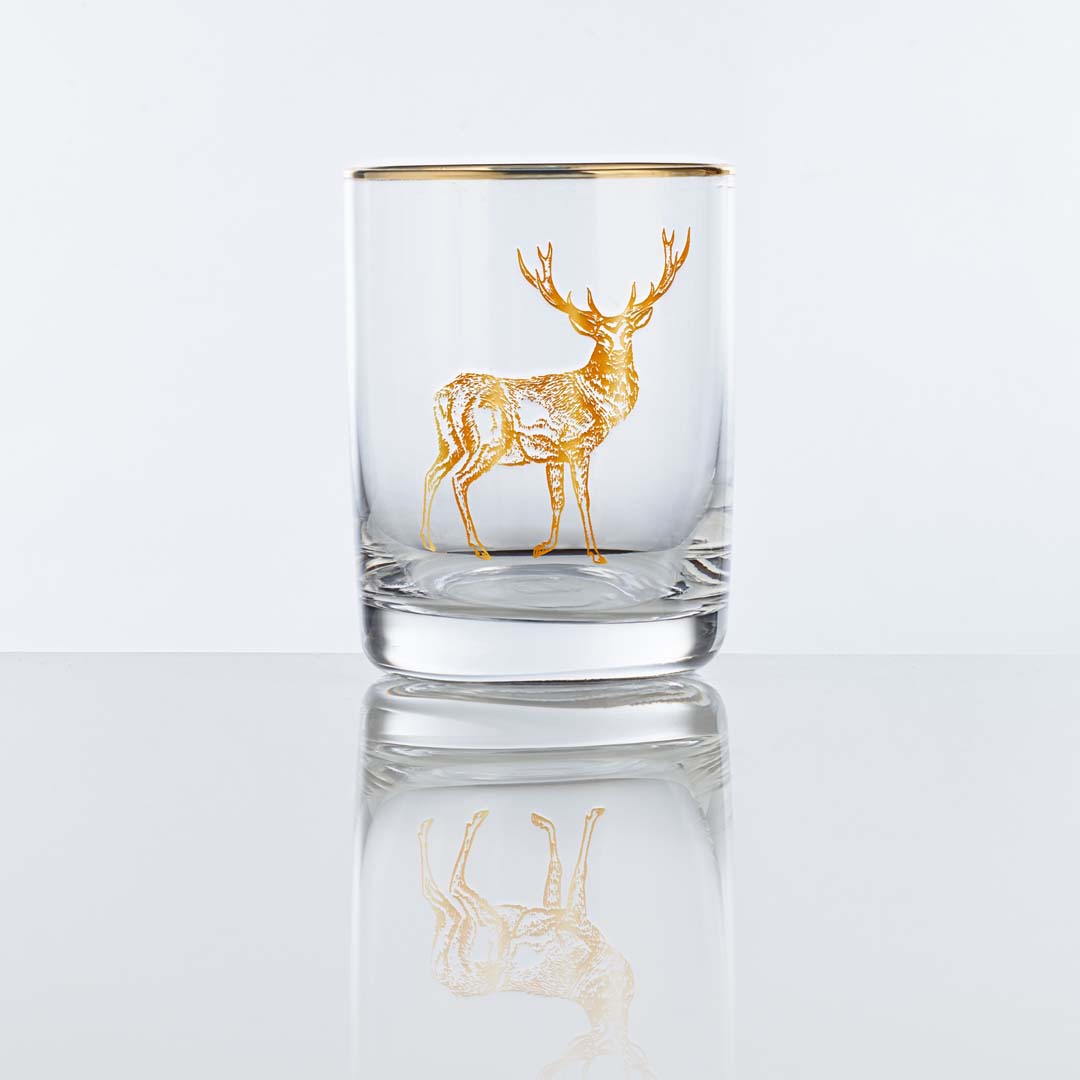 Gold Stag Whiskey Glasses, Stag Glasses