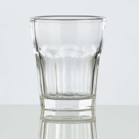 1.75 oz crystal clear 8 panel Gibralter shot glass.