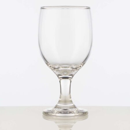 10.5 oz stemmed wine glass goblet on a white background.