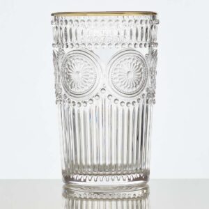 hand cut, gold rimmed, 12.75 oz iced tea glass.