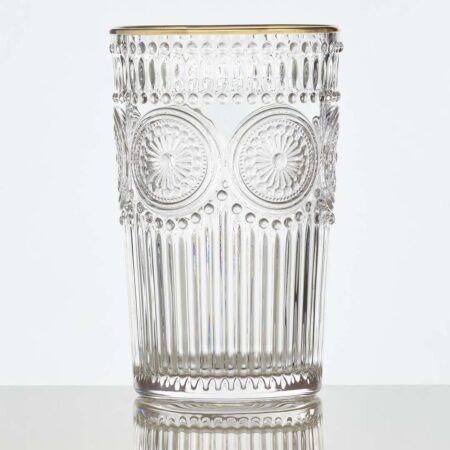 hand cut, gold rimmed, 12.75 oz iced tea glass.