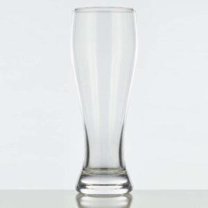 17oz classic pilsner glass empty on a white background.