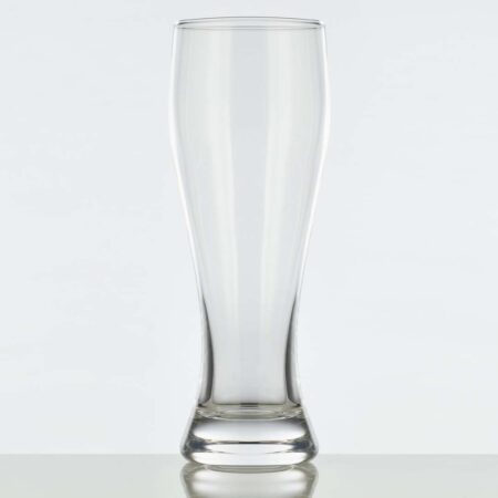17oz classic pilsner glass empty on a white background.