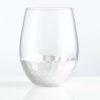 18oz stemless wine glass with a hammered platinum metal base.