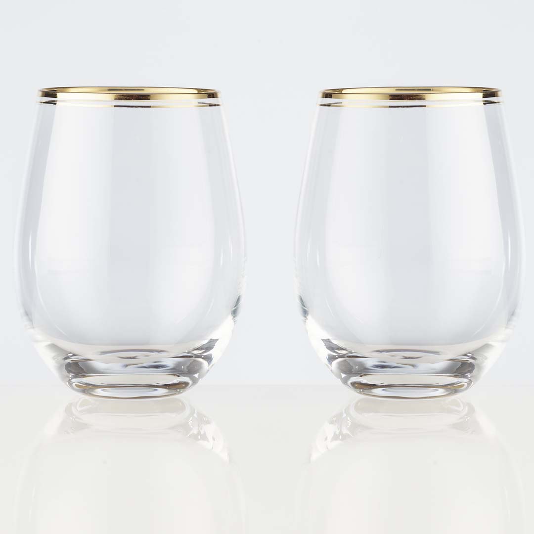 Gold Rimmed Stemless Wine Glass - Set of 4 – mrs.mandolin