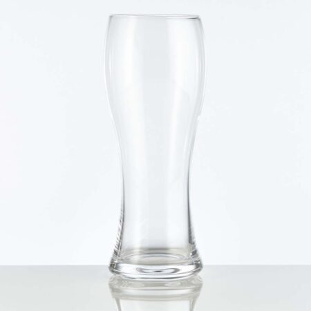 22 ounce pilsnter or wheat beer glass on a white background.