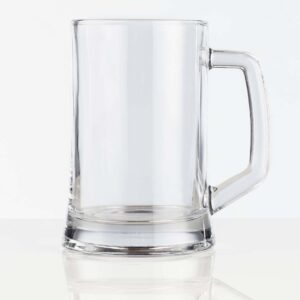 22oz heavy glass construction German-inspired beer stein mug.