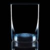 11.75 oz blue bottom glass on a black background and backlit.