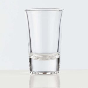 1.75 oz flared shot glass on a white background.