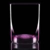 11.75 oz purple bottom glass on a black background and backlit.
