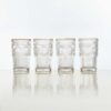 set of 4 12.75oz floral patterned cut glass iced tea glasses on a white background.