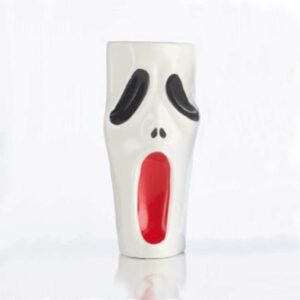 screaming white 12 oz ghost style ceramic tiki glass.