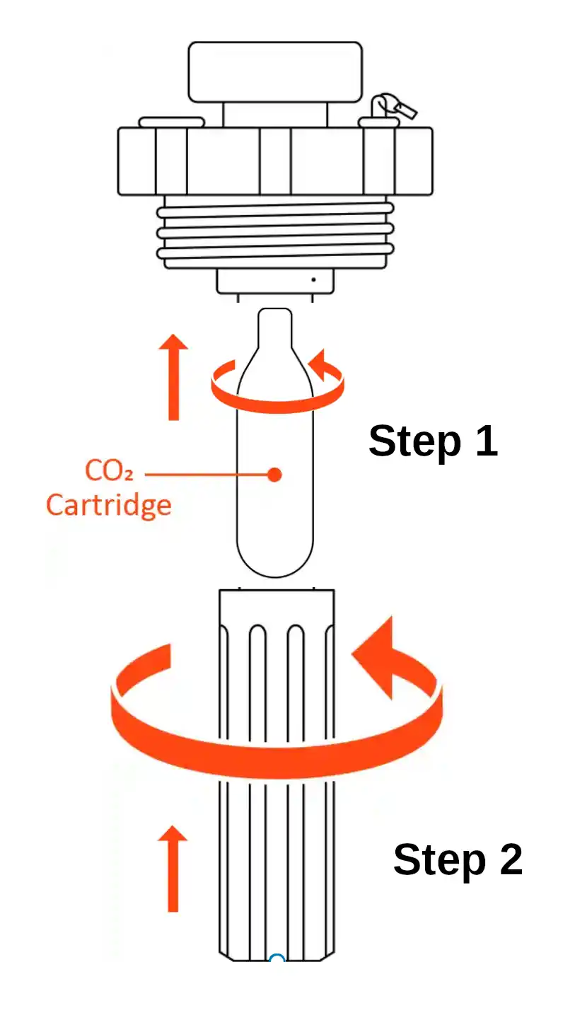 threaded co2 cartridge installation diagram